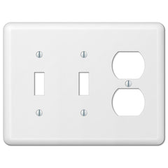 Devon White Steel - 2 Toggle / 1 Duplex Wallplate