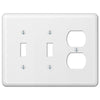 Devon White Steel - 2 Toggle / 1 Duplex Wallplate - Wallplate Warehouse 935TTDW 070686579909 2 Toggle / 1 Duplex