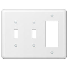 Devon White Steel - 2 Toggle / 1 Rocker Wallplate