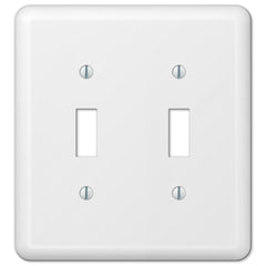 Devon White Steel - 2 Toggle Wallplate
