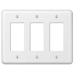 Devon White Steel - 3 Rocker Wallplate