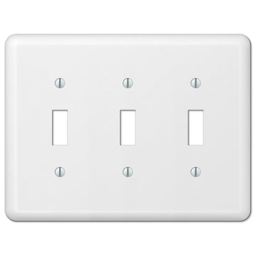 Devon White Steel - 3 Toggle Wallplate - Wallplate Warehouse 935TTTW 070686401200 3 Toggle