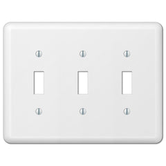 Devon White Steel - 3 Toggle Wallplate