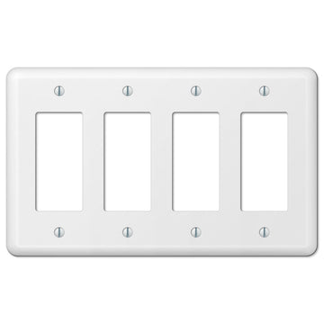 Devon White Steel - 4 Rocker Wallplate - Wallplate Warehouse 935R4W 070686579923 4 Rocker
