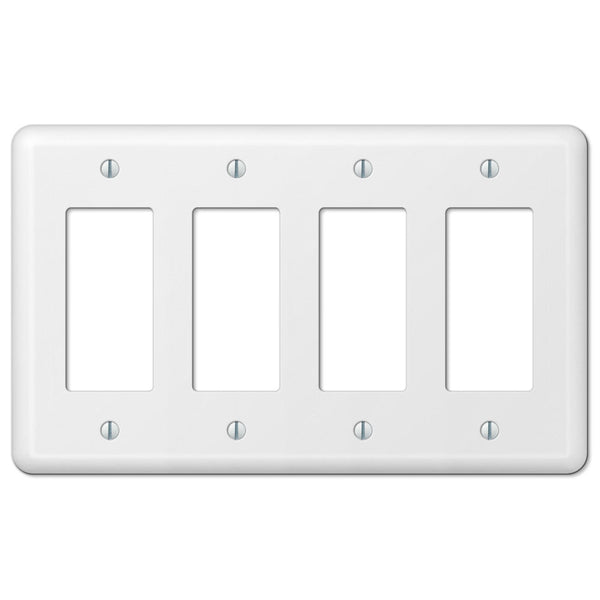 Devon White Steel - 4 Rocker Wallplate - Wallplate Warehouse 935R4W 070686579923 4 Rocker