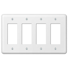 Devon White Steel - 4 Rocker Wallplate