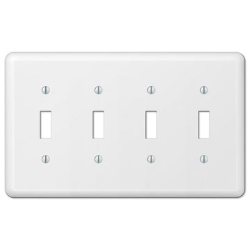 Devon White Steel - 4 Toggle Wallplate - Wallplate Warehouse 935T4W 070686400968 4 Toggle