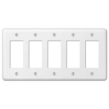 Devon White Steel - 5 Rocker Wallplate - Wallplate Warehouse 935R5W 070686579947 5 Rocker