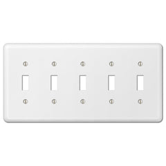 Devon White Steel - 5 Toggle Wallplate