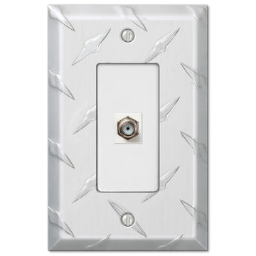 Diamond Plate Aluminum - 1 Cable Jack Wallplate - Wallplate Warehouse 955CX 070686581858 Cable Jacks
