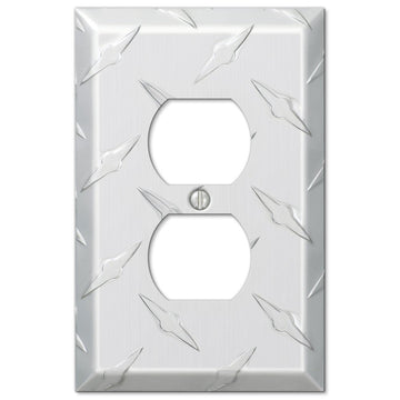 Diamond Plate Aluminum - 1 Duplex Wallplate - Wallplate Warehouse 955D 070686555101 1 Duplex
