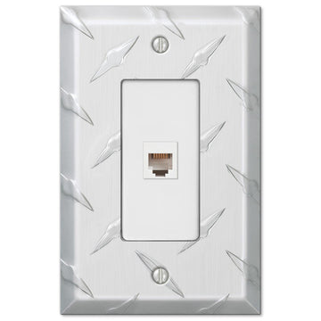 Diamond Plate Aluminum - 1 Phone Jack Wallplate - Wallplate Warehouse 955PH 070686581865 Phone Jacks
