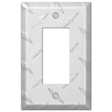 Diamond Plate Aluminum - 1 Rocker Wallplate - Wallplate Warehouse 955R 070686555118 1 Rocker