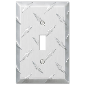 Diamond Plate Aluminum - 1 Toggle Wallplate - Wallplate Warehouse 955T 070686555095 1 Toggle