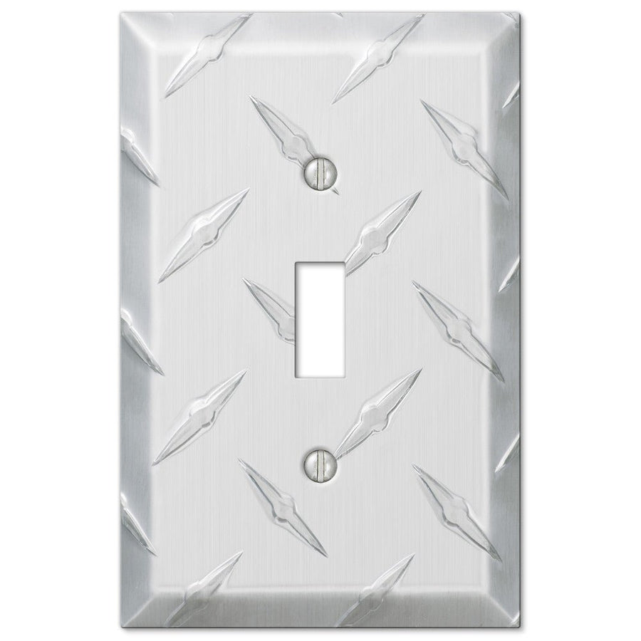 Diamond Plate Aluminum - 1 Toggle Wallplate - Wallplate Warehouse 955T 070686555095 1 Toggle