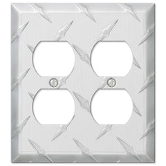 Diamond Plate Aluminum - 2 Duplex Wallplate