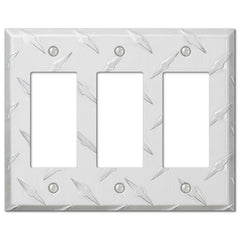 Diamond Plate Aluminum - 3 Rocker Wallplate