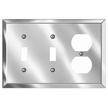 Century Polished Chrome Steel - 2 Toggle / 1 Duplex Wallplate