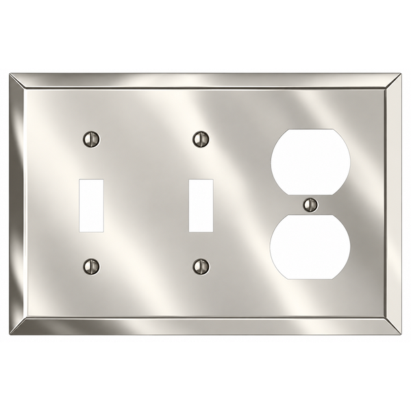 Century Polished Nickel Steel - 2 Toggle / 1 Duplex Wallplate