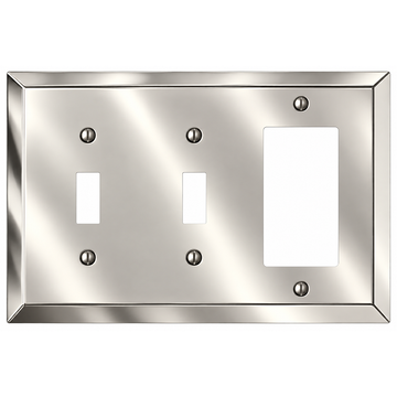 Century Polished Nickel Steel - 2 Toggle / 1 Rocker Wallplate