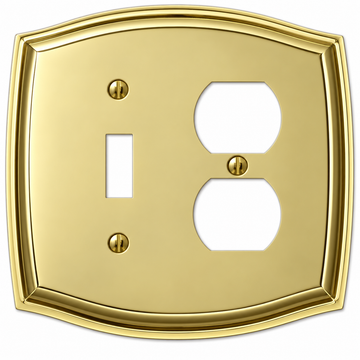 Sonoma Polished Brass Steel - 1 Toggle / 1 Duplex Wallplate