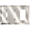 Century Polished Nickel Steel - 2 Toggle / 1 Rocker Wallplate