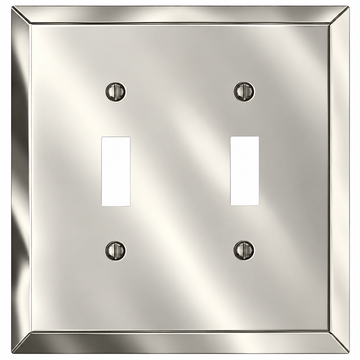 Century Polished Nickel Steel - 2 Toggle Wallplate