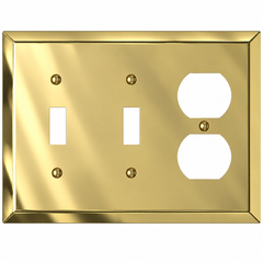 Century Polished Brass Steel - 2 Toggle / 1 Duplex Wallplate