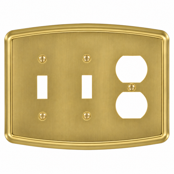 Irvine Brushed Gold Steel - 2 Toggle/1 Duplex Wallplate