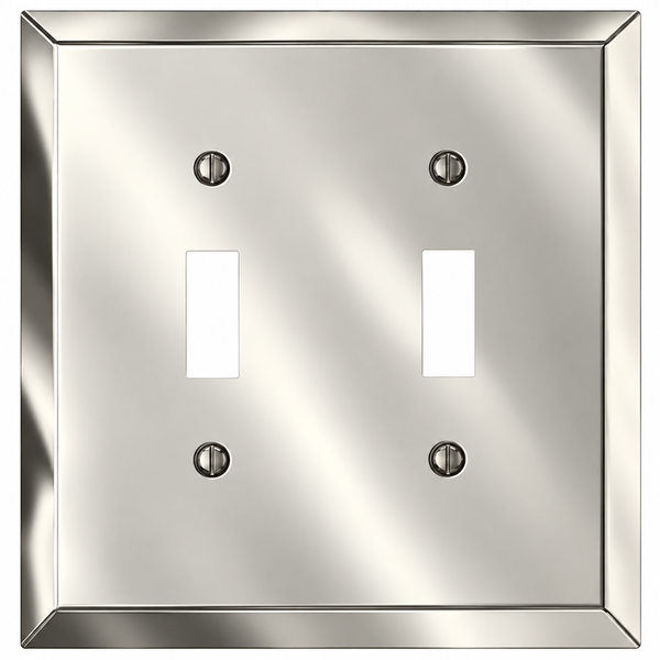Century Polished Nickel Steel - 2 Toggle Wallplate