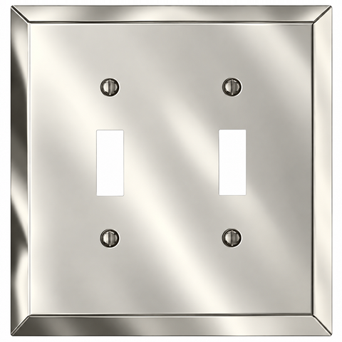 Century Polished Nickel Steel - 2 Toggle Wallplate