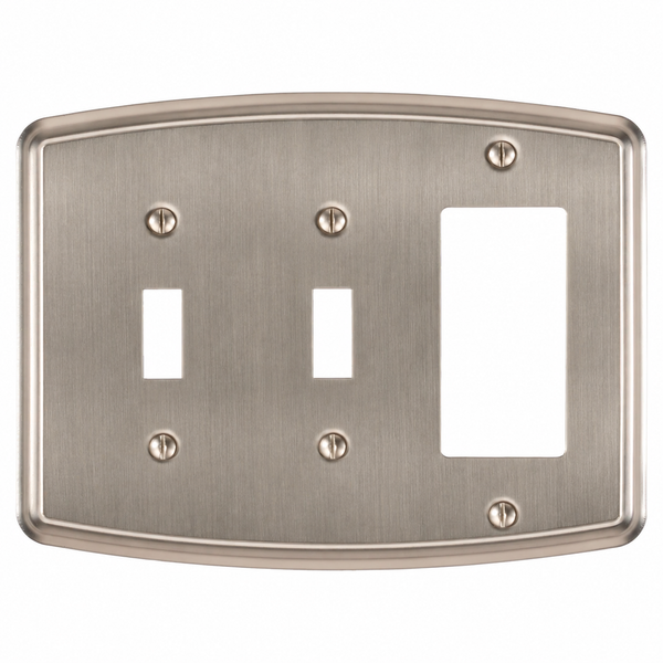 Irvine Brushed Nickel Steel - 2 Toggle/1 Rocker Wallplate