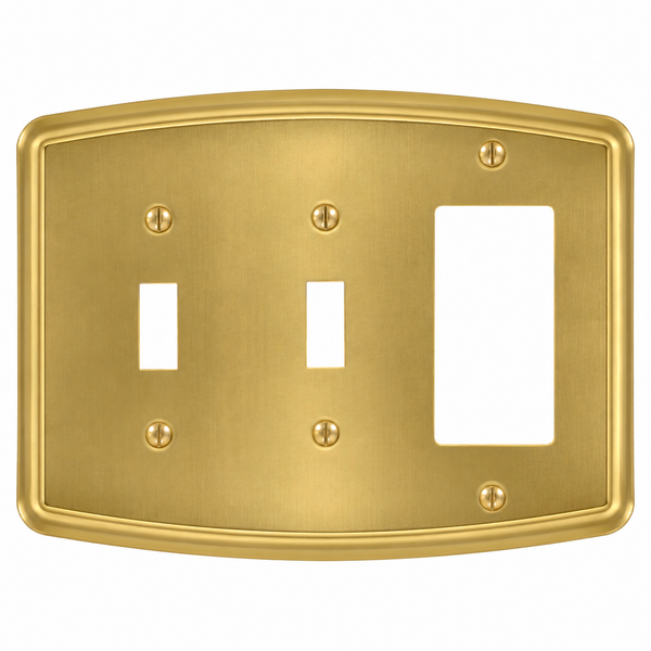 Irvine Brushed Gold Steel - 2 Toggle/1 Rocker Wallplate