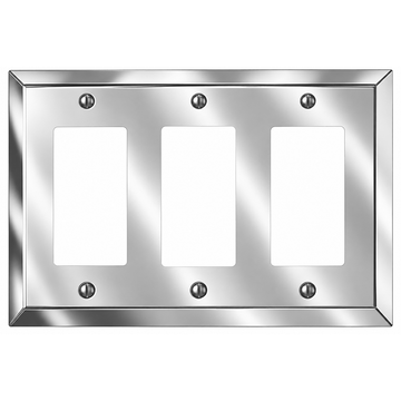 Century Polished Chrome Steel - 3 Rocker Wallplate
