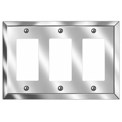 Century Polished Chrome Steel - 3 Rocker Wallplate