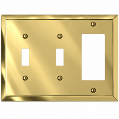 Century Polished Brass Steel - 2 Toggle / 1 Rocker Wallplate