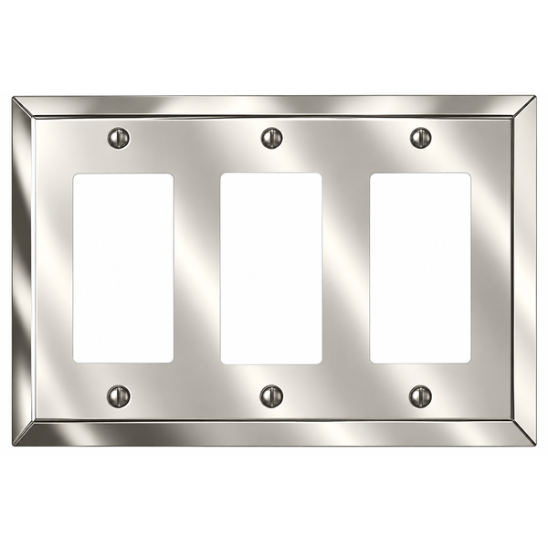 Century Polished Nickel Steel - 3 Rocker  Wallplate