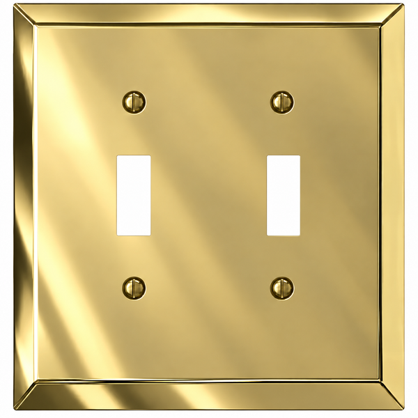 Century Polished Brass Steel - 2 Toggle Wallplate