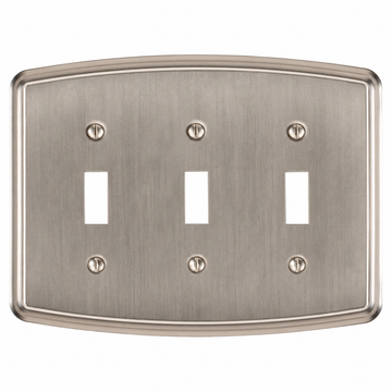 Irvine Brushed Nickel Steel - 3 Toggle Wallplate
