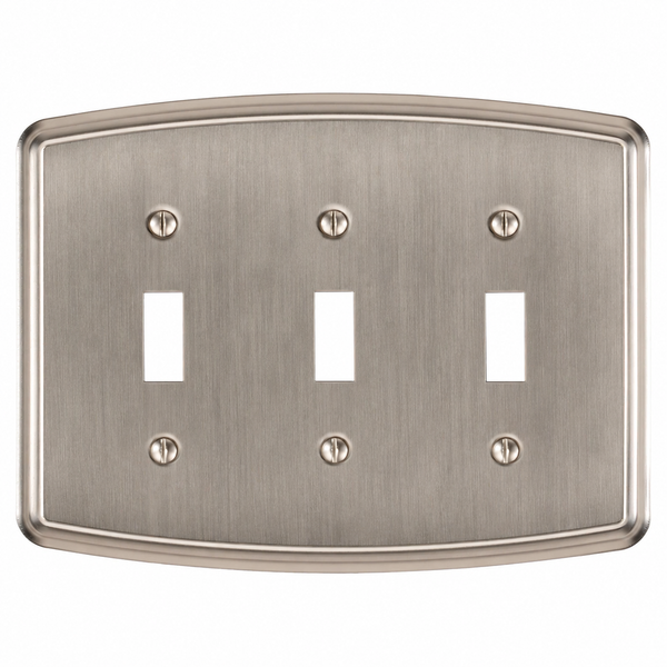 Irvine Brushed Nickel Steel - 3 Toggle Wallplate