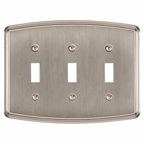 Irvine Brushed Nickel Steel - 3 Toggle Wallplate