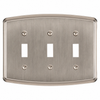 Irvine Brushed Nickel Steel - 3 Toggle Wallplate