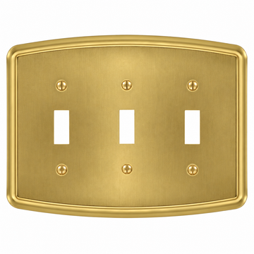 Irvine Brushed Gold Steel - 3 Toggle Wallplate