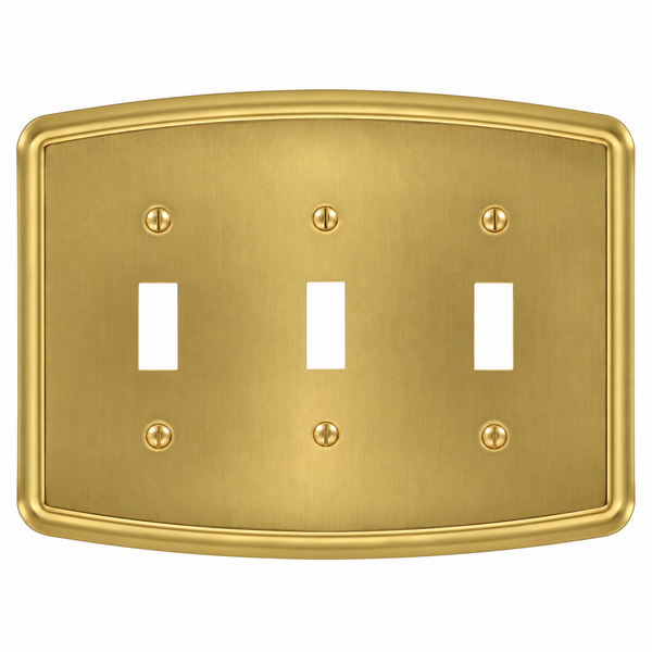 Irvine Brushed Gold Steel - 3 Toggle Wallplate