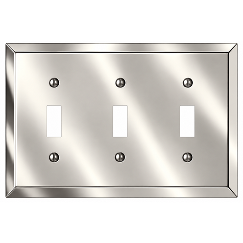 Century Polished Nickel Steel - 3 Toggle Wallplate