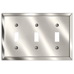 Century Polished Nickel Steel - 3 Toggle Wallplate