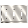 Century Polished Nickel Steel - 3 Toggle Wallplate