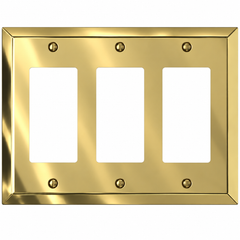 Century Polished Brass Steel - 3 Rocker Wallplate