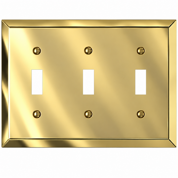 Century Polished Brass Steel - 3 Toggle Wallplate
