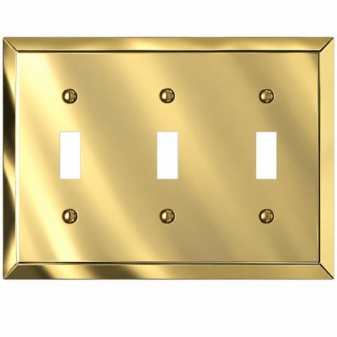 Century Polished Brass Steel - 3 Toggle Wallplate